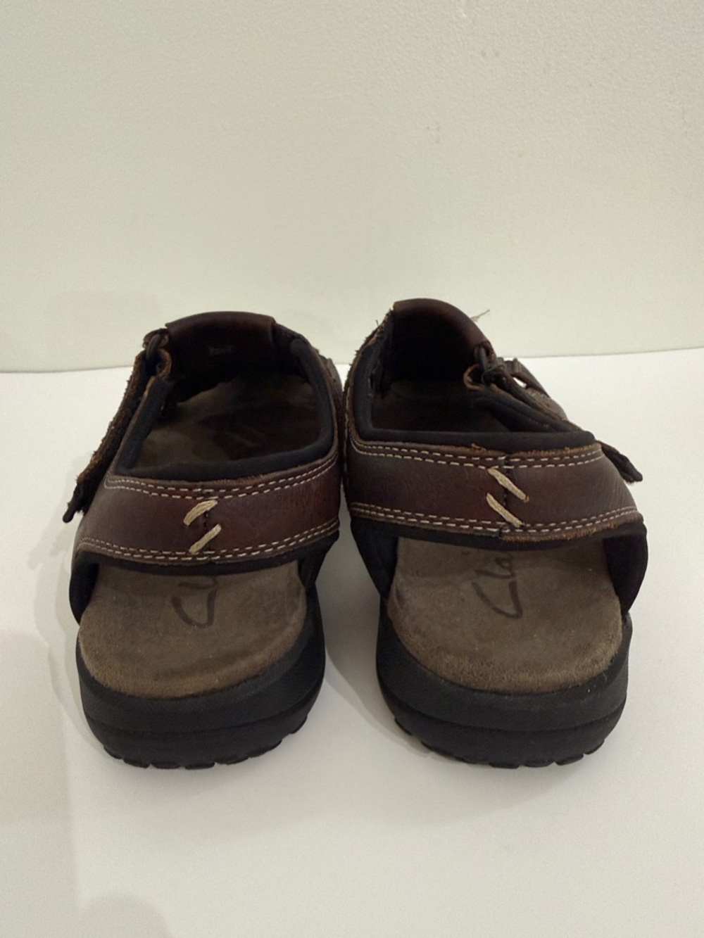 NEW CLARKS Fisherman Sandals Mens Size 9M Brown Leather Adult - Picture 6 of 10
